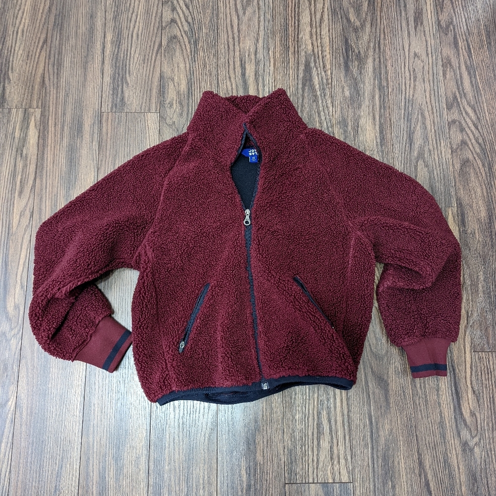 Burgundy Sherpa jacket fleece with fleece lining